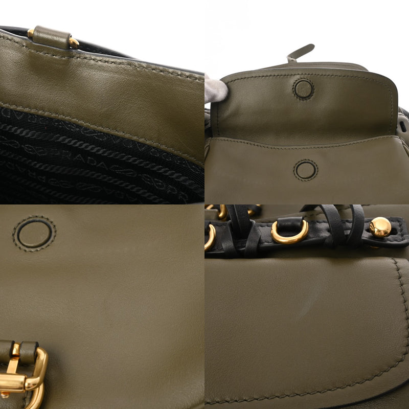 PRADA プラダ コルセール ショルダーバッグ カーキ/ブラック 1BD050