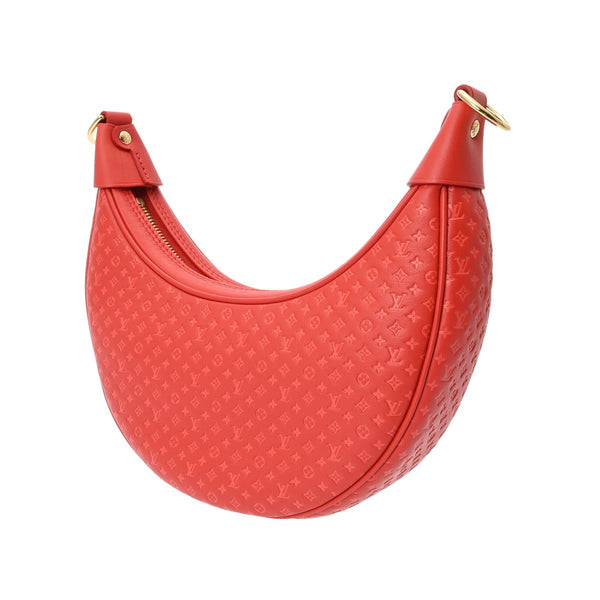 LOUIS VUITTON ルイヴィトン ループ ナノグラム レッド M22594 レディース レザー ショルダーバッグ 新同 中古 銀蔵