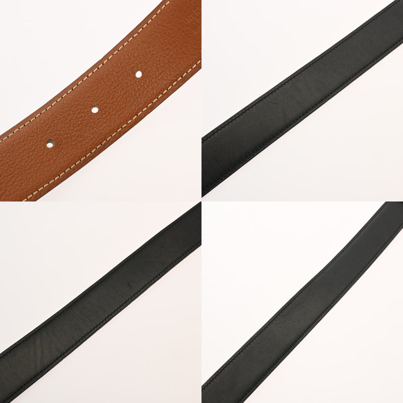 HERMES エルメス Hベルト サイズ85 黒/ゴールド □G刻印(2003年頃) メンズ ボックスカーフ トゴ ベルト Bランク 中古 銀蔵