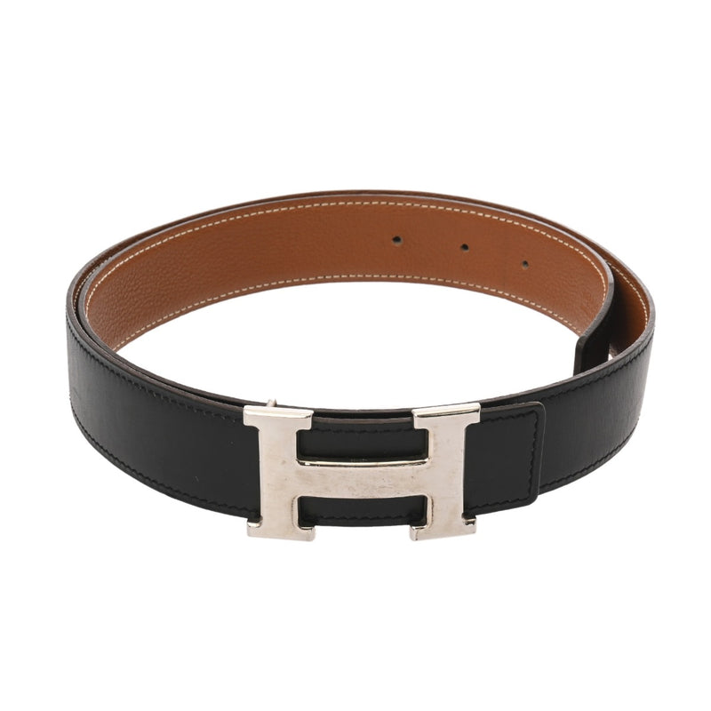 HERMES エルメス Hベルト サイズ85 黒/ゴールド □G刻印(2003年頃) メンズ ボックスカーフ トゴ ベルト Bランク 中古 銀蔵