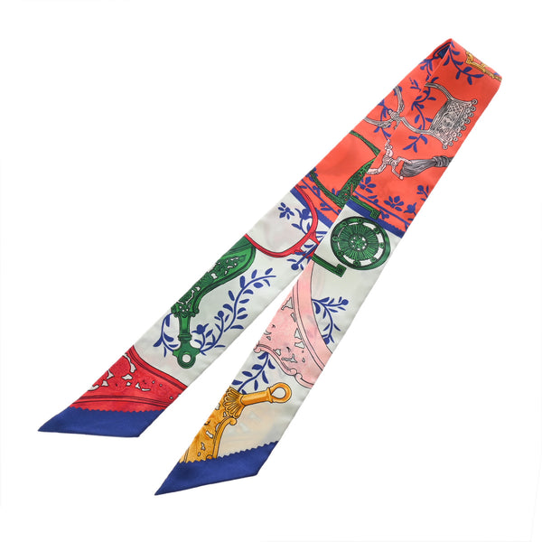 HERMES エルメス ツイリー WOW SH BLEU マルチカラー レディース シルク100％ スカーフ 新同 中古 銀蔵