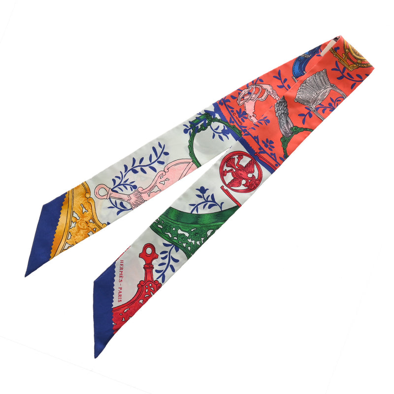 HERMES エルメス ツイリー WOW SH BLEU マルチカラー レディース シルク100％ スカーフ 新同 中古 銀蔵