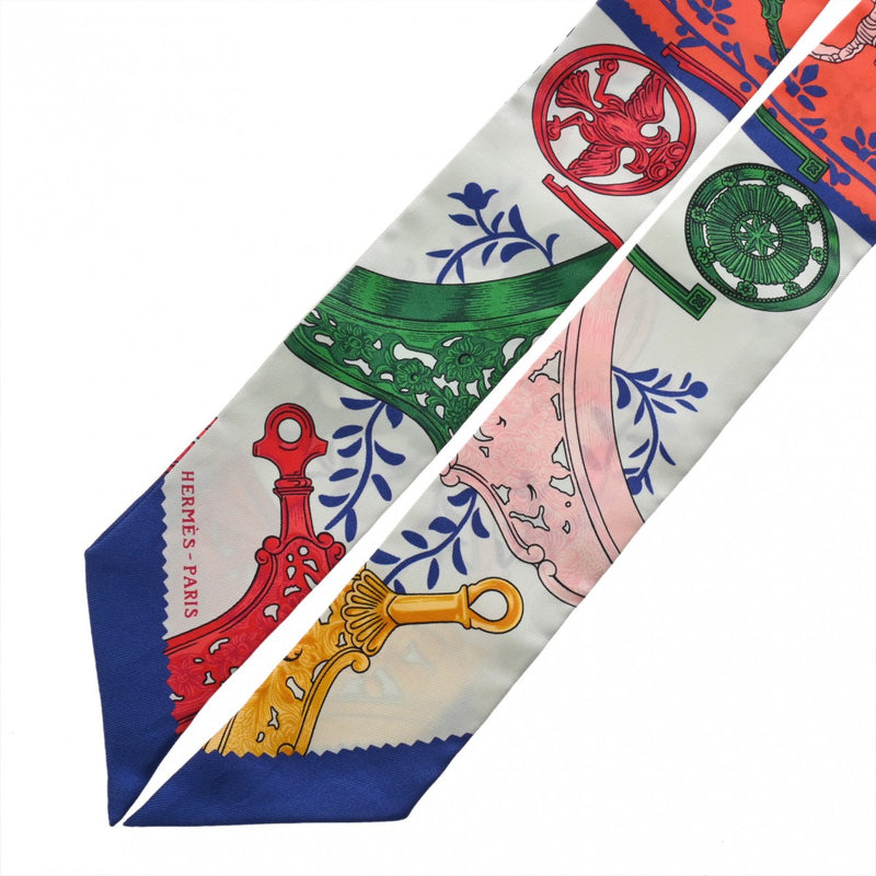 HERMES エルメス ツイリー WOW SH BLEU マルチカラー レディース シルク100％ スカーフ 新同 中古 銀蔵