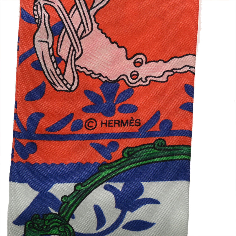 HERMES エルメス ツイリー WOW SH BLEU マルチカラー レディース シルク100％ スカーフ 新同 中古 銀蔵