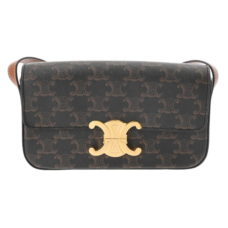 CELINE セリーヌ トリオンフ ロゴショルダー タン 188423 レディース PVC ショルダーバッグ ABランク 中古 銀蔵