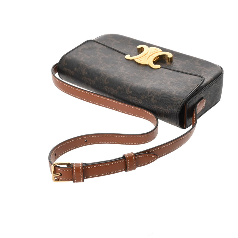 CELINE セリーヌ トリオンフ ロゴショルダー タン 188423 レディース PVC ショルダーバッグ ABランク 中古 銀蔵