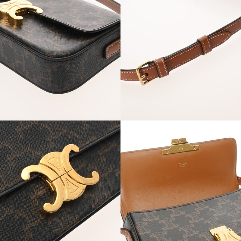 CELINE セリーヌ トリオンフ ロゴショルダー タン 188423 レディース PVC ショルダーバッグ ABランク 中古 銀蔵