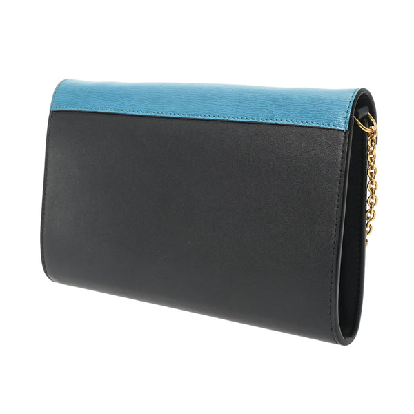 CELINE セリーヌ チェーンウォレット 黒/白/青 レディース レザー ショルダーバッグ Aランク 中古 銀蔵