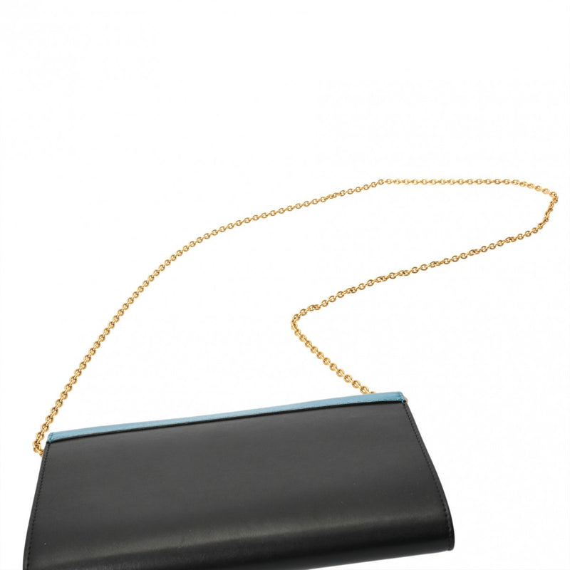 CELINE セリーヌ チェーンウォレット 黒/白/青 レディース レザー ショルダーバッグ Aランク 中古 銀蔵