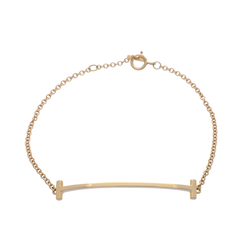 TIFFANY&Co. ティファニー Tスマイル ミディアム レディース K18イエローゴールド YG ブレスレット Aランク 中古 銀蔵