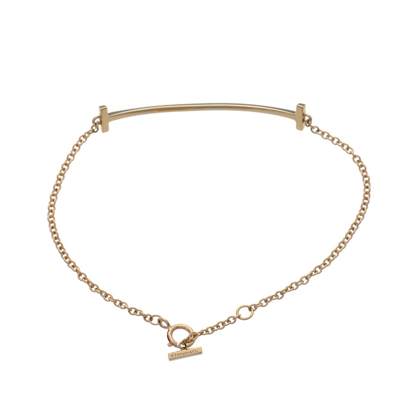 TIFFANY&Co. ティファニー Tスマイル ミディアム レディース K18イエローゴールド YG ブレスレット Aランク 中古 銀蔵