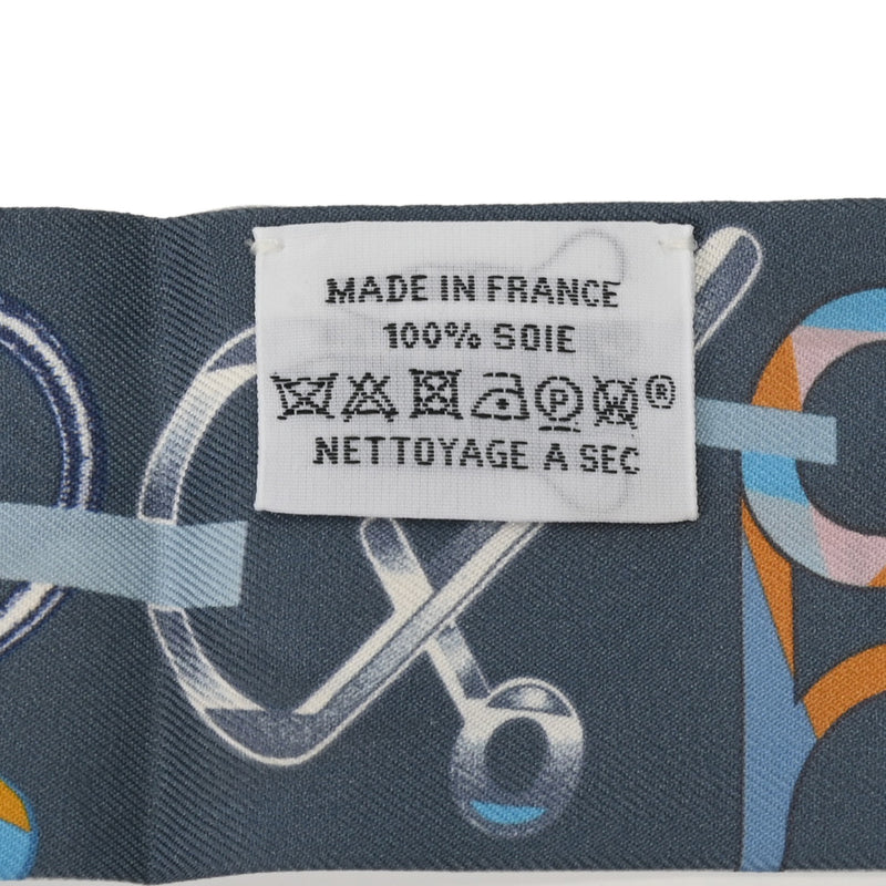 HERMES エルメス ツイリー DO RE BOUCLES ブルー レディース シルク100％ スカーフ Aランク 中古 銀蔵