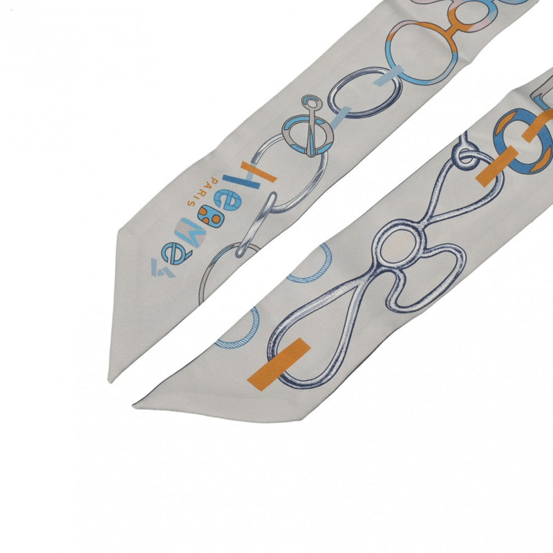 HERMES エルメス ツイリー DO RE BOUCLES ブルー レディース シルク100％ スカーフ Aランク 中古 銀蔵