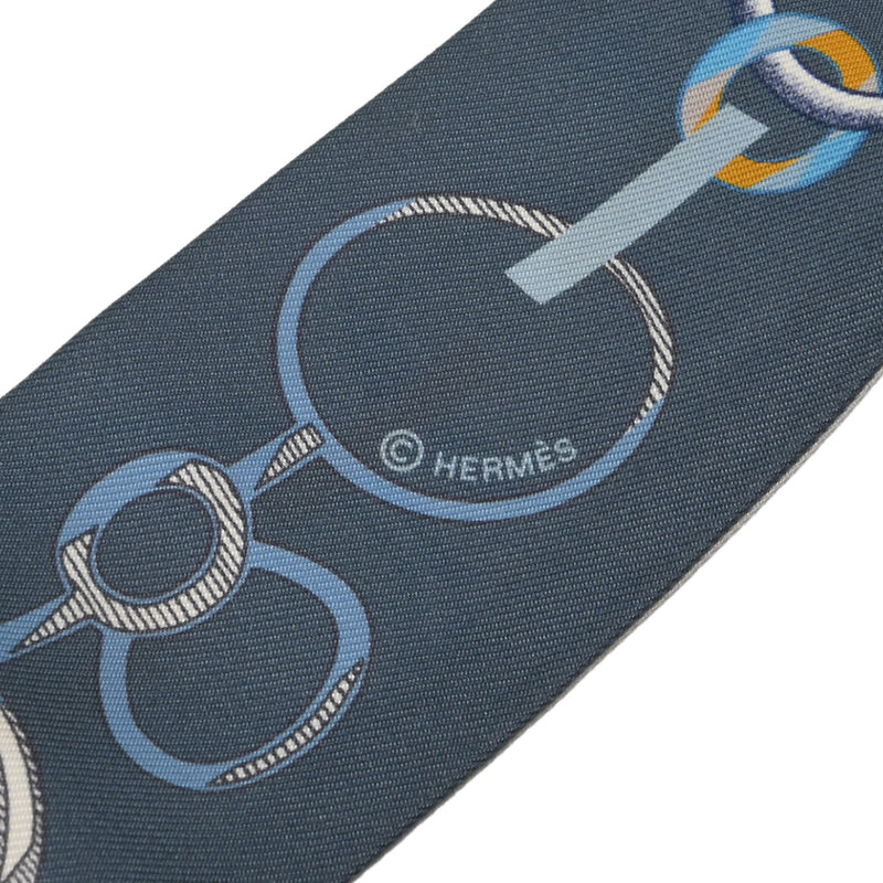 HERMES エルメス ツイリー DO RE BOUCLES ブルー レディース シルク100％ スカーフ Aランク 中古 銀蔵