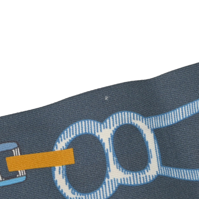 HERMES エルメス ツイリー DO RE BOUCLES ブルー レディース シルク100％ スカーフ Aランク 中古 銀蔵