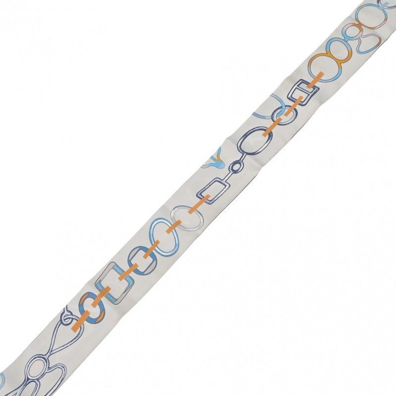 HERMES エルメス ツイリー DO RE BOUCLES ブルー レディース シルク100％ スカーフ Aランク 中古 銀蔵