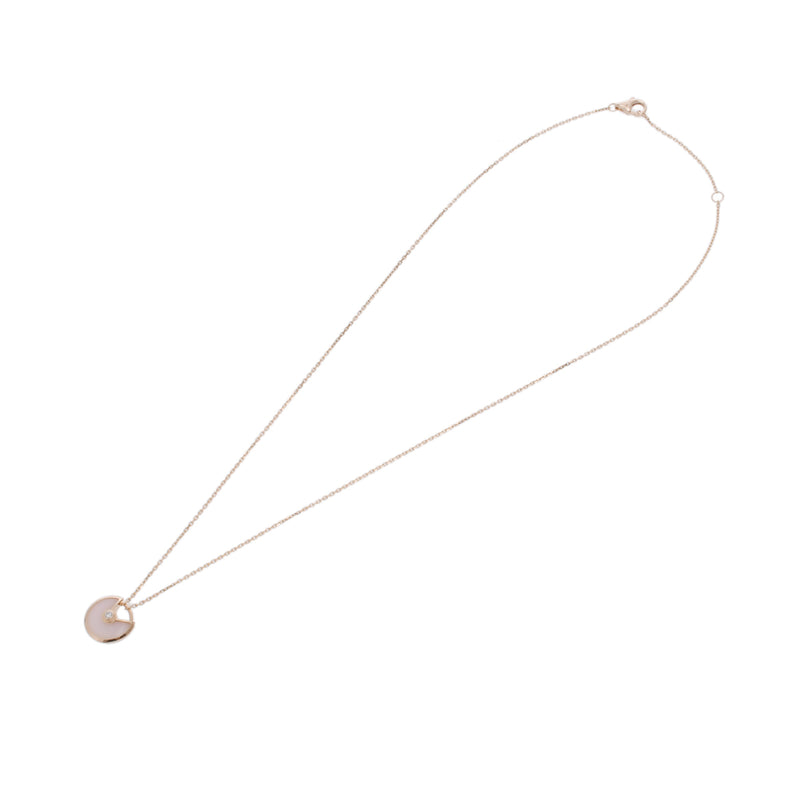 CARTIER カルティエ アミュレット ドゥ XS ピンクオパール 1Pダイヤ レディース K18ピンクゴールド PG ネックレス Aランク 中古 銀蔵