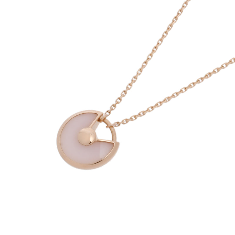 CARTIER カルティエ アミュレット ドゥ XS ピンクオパール 1Pダイヤ レディース K18ピンクゴールド PG ネックレス Aランク 中古 銀蔵