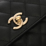 CHANEL シャネル マトラッセ ココハンドル ミニ ブラック レディース キャビアスキン ショルダーバッグ 新同 中古 銀蔵