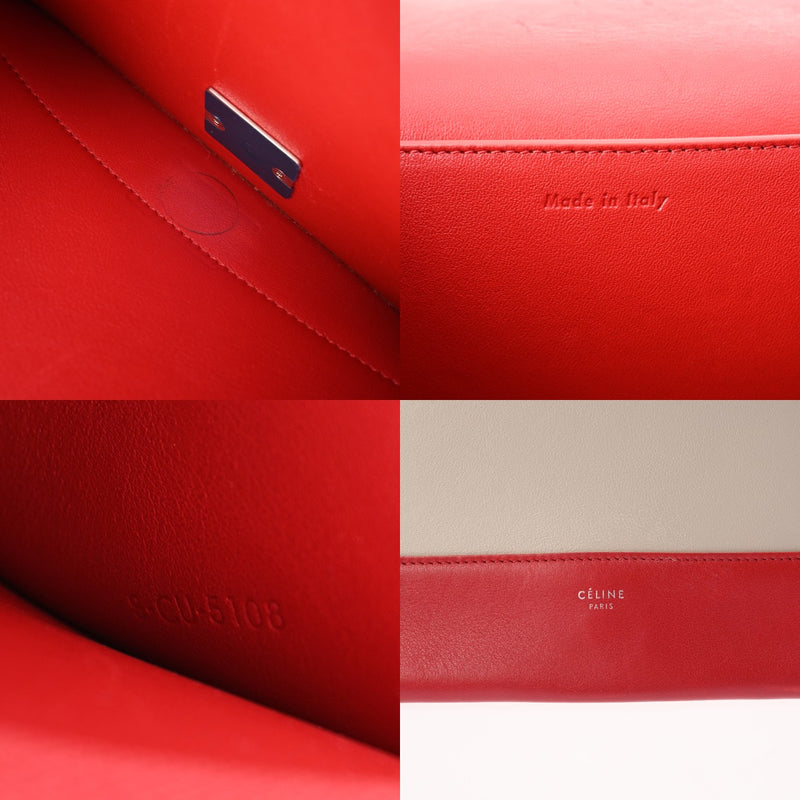 CELINE セリーヌ フレーム ショルダーバッグ ミディアム レッド/グレー レディース レザー ショルダーバッグ ABランク 中古 銀蔵