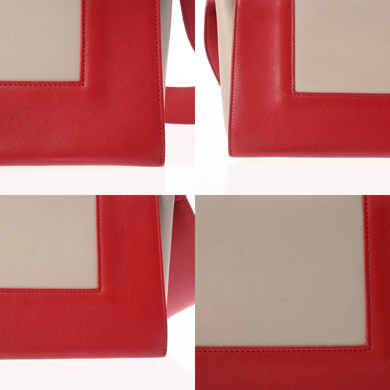 CELINE セリーヌ フレーム ショルダーバッグ ミディアム レッド/グレー レディース レザー ショルダーバッグ ABランク 中古 銀蔵