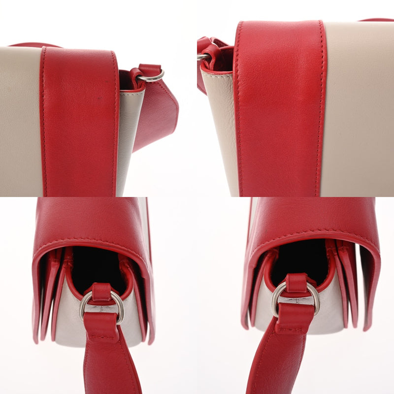 CELINE セリーヌ フレーム ショルダーバッグ ミディアム レッド/グレー レディース レザー ショルダーバッグ ABランク 中古 銀蔵