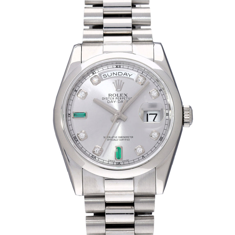 ロレックス デイデイト 118206A R番(1987年頃製造) シルバー/ダイヤモンド メンズ 腕時計 自動巻き 中古 銀蔵