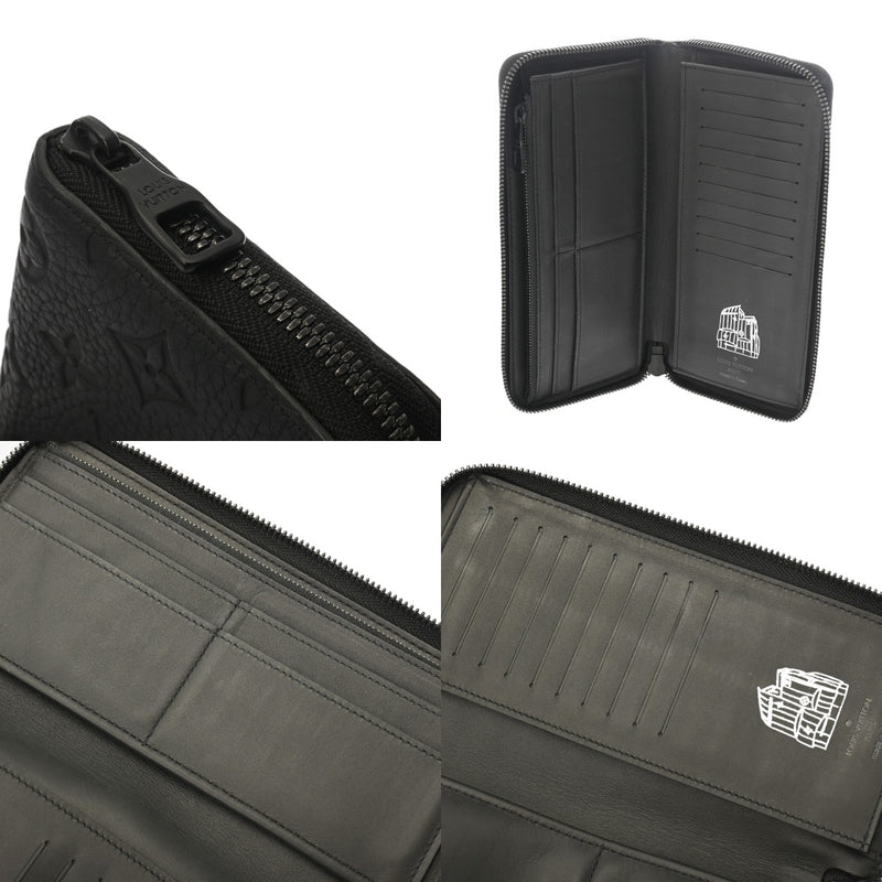 LOUIS VUITTON ルイヴィトン モノグラムアンプラント ジッピーウォレット ヴェルティカル ロゴ入り ノワール M69047 メンズ レザー 長財布 ABランク 中古 銀蔵