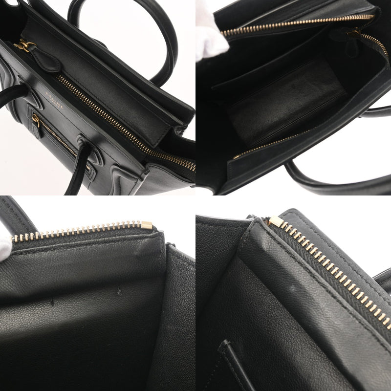 CELINE セリーヌ ラゲージ ナノショッパー ブラック 168243 レディース レザー ハンドバッグ ABランク 中古 銀蔵