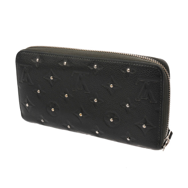 LOUIS VUITTON ルイヴィトン モノグラムアンプラント ジッピーウォレット スタッズ プラティーヌ M61442 ユニセックス レザー 長財布 Bランク 中古 銀蔵