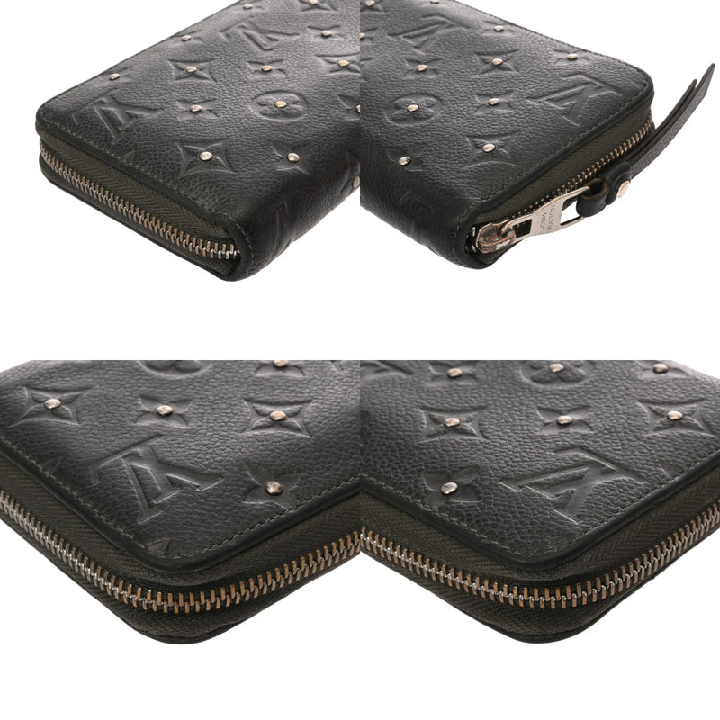 LOUIS VUITTON ルイヴィトン モノグラムアンプラント ジッピーウォレット スタッズ プラティーヌ M61442 ユニセックス レザー 長財布 Bランク 中古 銀蔵