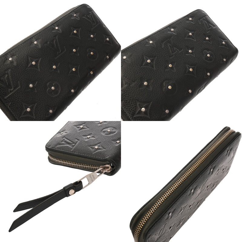 LOUIS VUITTON ルイヴィトン モノグラムアンプラント ジッピーウォレット スタッズ プラティーヌ M61442 ユニセックス レザー 長財布 Bランク 中古 銀蔵