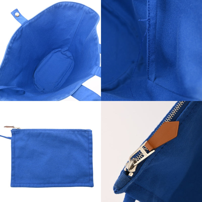 HERMES エルメス パニエドプラージュ PM ブルー レディース キャンバス