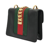 GUCCI グッチ シルヴィ リボンショルダー ブラック 431666 レディース レザー ショルダーバッグ ABランク 中古 銀蔵