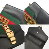GUCCI グッチ シルヴィ リボンショルダー ブラック 431666 レディース レザー ショルダーバッグ ABランク 中古 銀蔵
