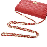 CHANEL シャネル ボーイシャネル チェーンウォレット レッド A80287 レディース ラムスキン ショルダーバッグ Aランク 中古 銀蔵