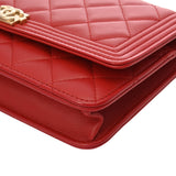 CHANEL シャネル ボーイシャネル チェーンウォレット レッド A80287 レディース ラムスキン ショルダーバッグ Aランク 中古 銀蔵