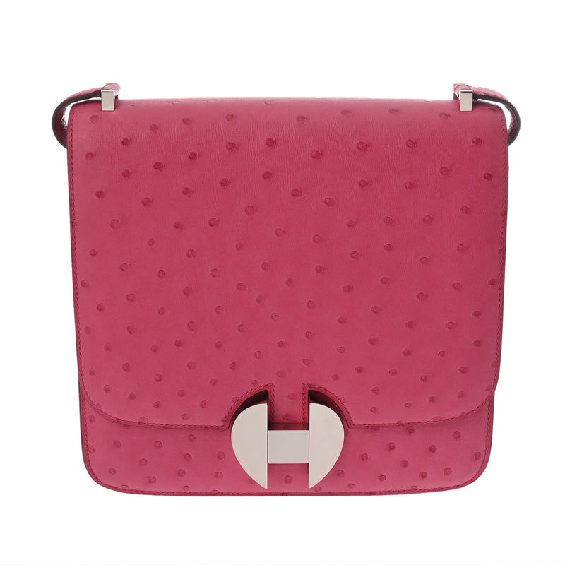 HERMES エルメス サックエルメス 2002 20 フューシャピンク D刻印(2019年頃) レディース オーストリッチ ショルダーバッグ Aランク 中古 銀蔵