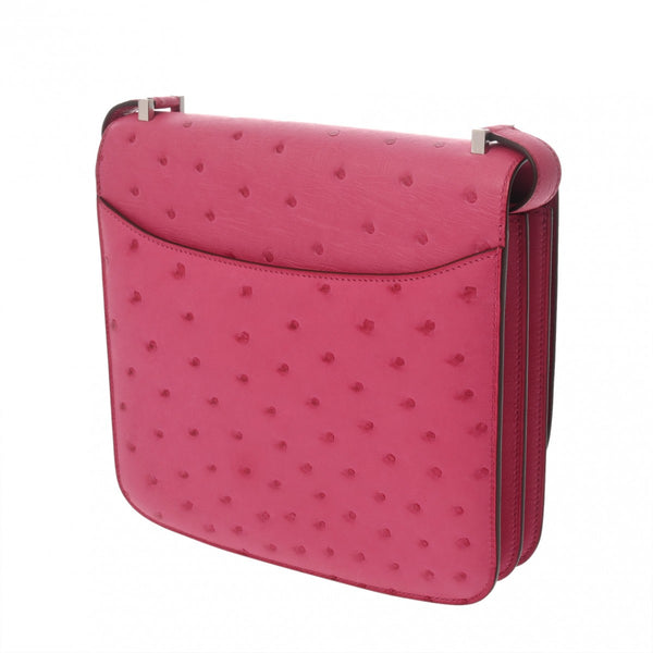 HERMES エルメス サックエルメス 2002 20 フューシャピンク D刻印(2019年頃) レディース オーストリッチ ショルダーバッグ Aランク 中古 銀蔵