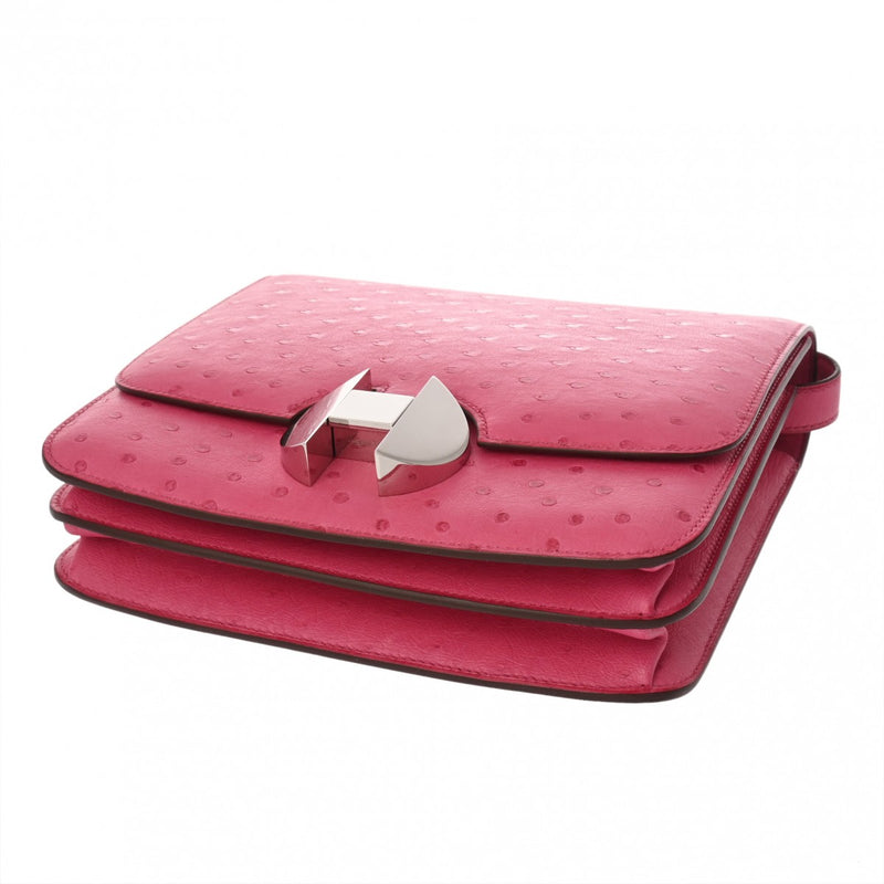 HERMES エルメス サックエルメス 2002 20 フューシャピンク D刻印(2019年頃) レディース オーストリッチ ショルダーバッグ Aランク 中古 銀蔵