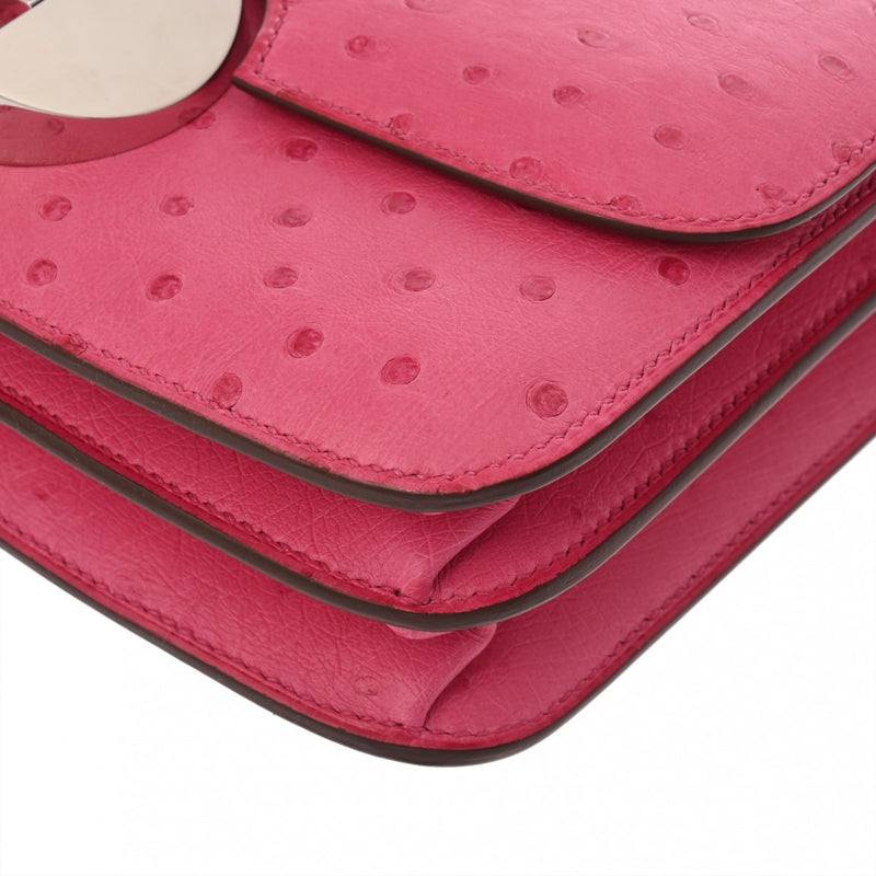 HERMES エルメス サックエルメス 2002 20 フューシャピンク D刻印(2019年頃) レディース オーストリッチ ショルダーバッグ Aランク 中古 銀蔵