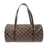 LOUIS VUITTON ルイヴィトン ダミエ パピヨン GM ブラウン レッド N51303 レディース ダミエキャンバス ハンドバッグ Bランク 中古 銀蔵
