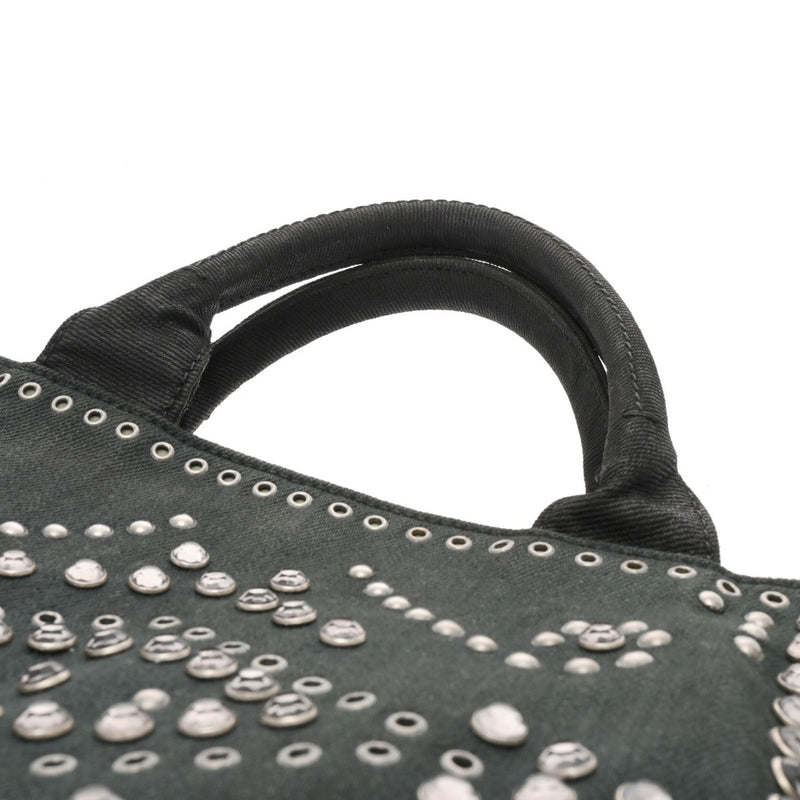PRADA プラダ カナパ トート スタッズ ビジュ モスグリーン BN2642 レディース キャンバス ハンドバッグ Bランク 中古 銀蔵