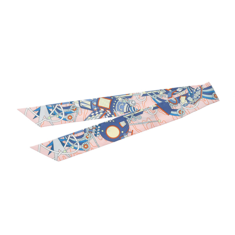 HERMES エルメス ツイリー Odyssey ローズペール/ブルー/ジョーヌスフレ レディース シルク100％ スカーフ 新品 銀蔵