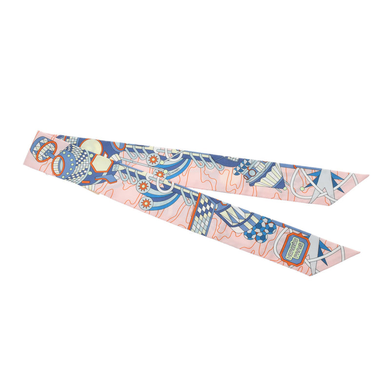 HERMES エルメス ツイリー Odyssey ローズペール/ブルー/ジョーヌスフレ レディース シルク100％ スカーフ 新品 銀蔵