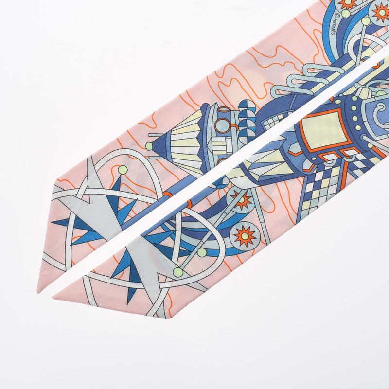 HERMES エルメス ツイリー Odyssey ローズペール/ブルー/ジョーヌスフレ レディース シルク100％ スカーフ 新品 銀蔵