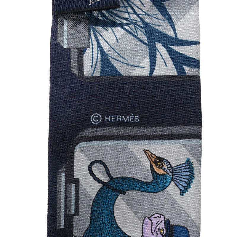 HERMES エルメス ツイリー Hermes Story 紺/水色 レディース シルク100％ スカーフ 新品 銀蔵