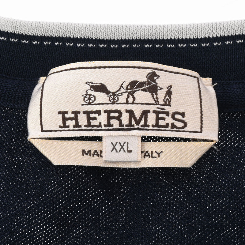 HERMES エルメス クルーネック Tシャツ サドルステッチ XXLサイズ マリン - メンズ コットン100％ 半袖Ｔシャツ 新品 銀蔵