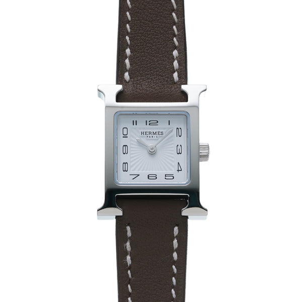 HERMES エルメス Hウォッチ HH1.110 レディース SS/革 腕時計 クオーツ 白文字盤 新品 銀蔵