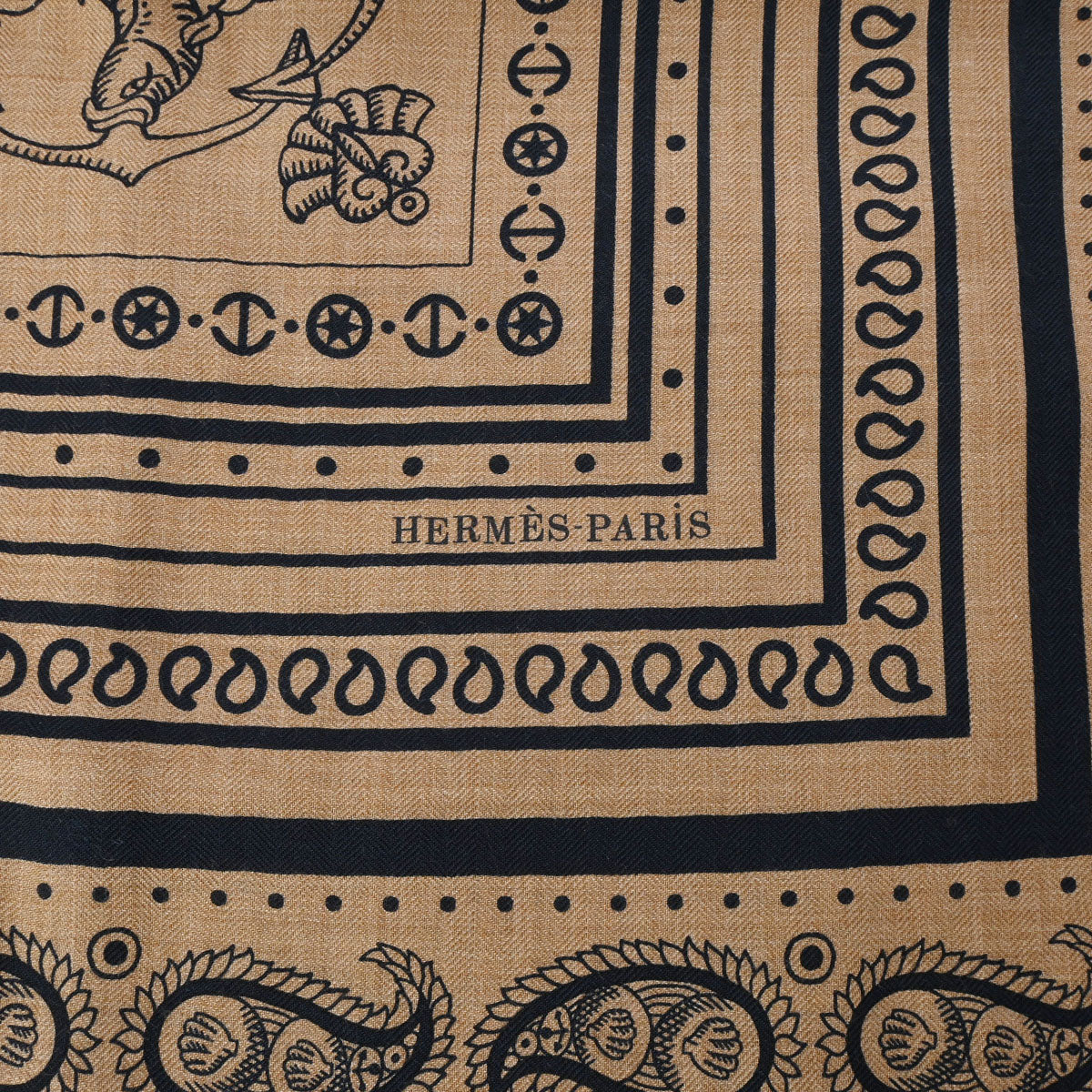 エルメスショール 140 キャラメル/マリン レディース スカーフ